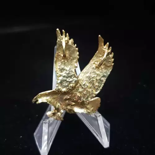 14K Yellow Gold Flying Bald Eagle Pendant 1.5x1.0in S10BO12-3 (2)