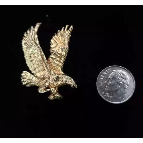 14K Yellow Gold Flying Bald Eagle Pendant 1.5x1.0in S10BO12-3 (3)
