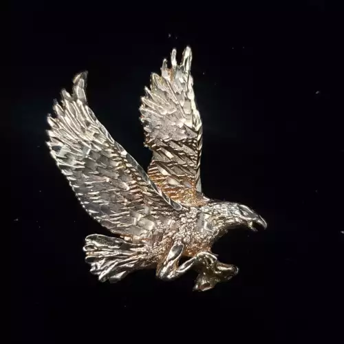 14K Yellow Gold Flying Bald Eagle Pendant 1.5x1.0in S10BO12-3 (4)
