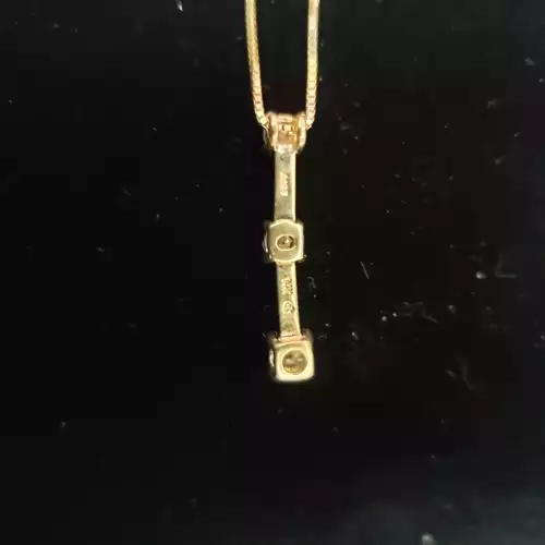 14K Yellow Gold Ladies 3 Diamond Pendant Box Necklace 20in .45tcw S10BO8-3