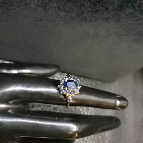 14k Yellow Gold Ladies Blue Sapphire Estate Ring Sz-6 S10BO6-8 (2)