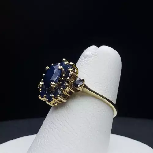 14k Yellow Gold Ladies Blue Sapphire Vintage Ring Sz-6 B6-8 (3)