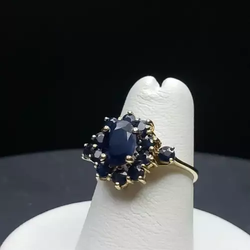 14k Yellow Gold Ladies Blue Sapphire Vintage Ring Sz-6 B6-8 (5)