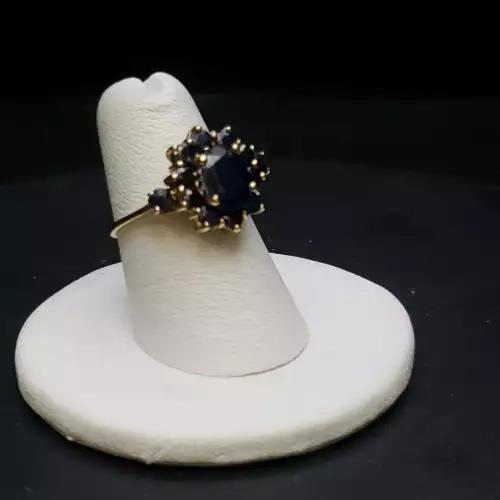 14k Yellow Gold Ladies Blue Sapphire Vintage Ring Sz-6 B6-8 (2)