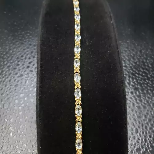 14K Yellow Gold Ladies Blue Tourmaline Bracelet 7.25in S10BO10-5 