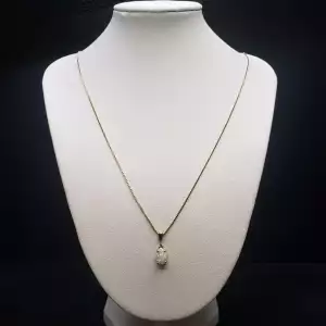 14K Yellow Gold Ladies Box Necklace with 10K Opal Pendent 22in B8-4 (2)