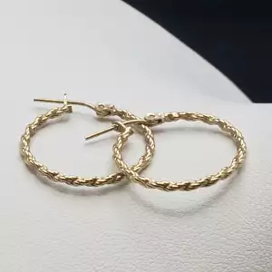 14k Yellow Gold Ladies Braided Rope Style Hoop Earrings 3/4 in B13-3 (2)