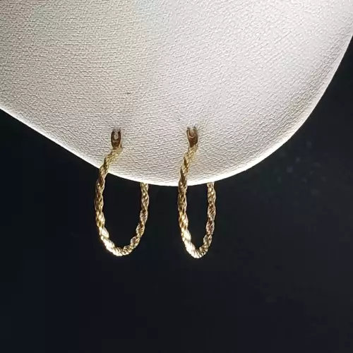 14k Yellow Gold Ladies Braided Rope Style Hoop Earrings 3/4 in B13-3 (3)