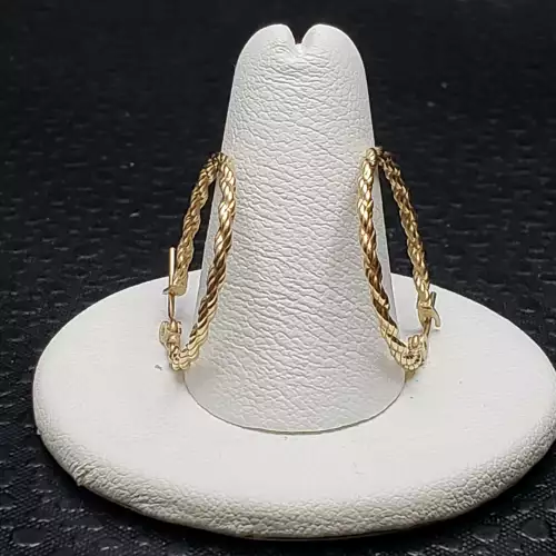 14k Yellow Gold Ladies Braided Rope Style Hoop Earrings 3/4 in B13-3 (4)