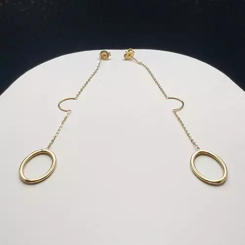 14K Yellow Gold Ladies Dangly Drop Earrings B11-1 (4)