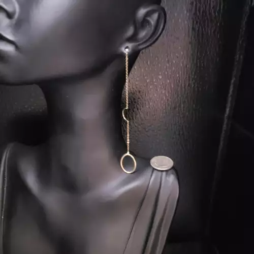 14K Yellow Gold Ladies Dangly Drop Earrings S10BO11-1 (2)