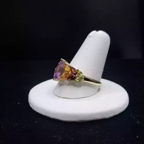 14K Yellow Gold Ladies Multicolored Mothers Style Ring Sz-9.75 S10BO16-2