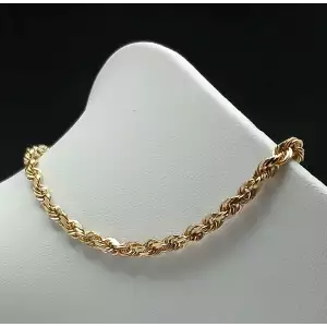 14K Yellow Gold Large Men's Rope Bracelet - 9 in, 4 mm. B8-3 (2)