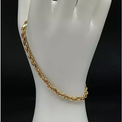 14K Yellow Gold Large Men's Rope Bracelet - 9 in, 4 mm. B8-3