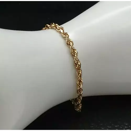 14K Yellow Gold Large Men's Rope Bracelet - 9 in, 4 mm. B8-3 (4)