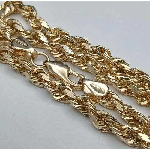 14K Yellow Gold Large Men's Rope Bracelet - 9 in, 4 mm. B8-3 (5)