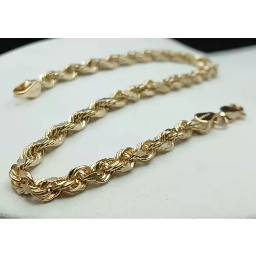 14K Yellow Gold Large Men's Rope Bracelet - 9 in, 4 mm. B8-3 (3)