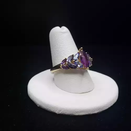 14k Yellow Gold Marquise Amethyst Iolite Tanzanite Ring Sz-8.75 S10BO17.3