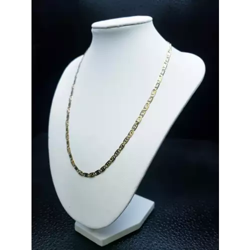 14K Yellow Gold Men's Chain W/ White & Rose Gold Accents 24