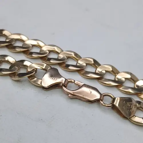 14K Yellow Gold Men's Curb Link Bracelet – 9