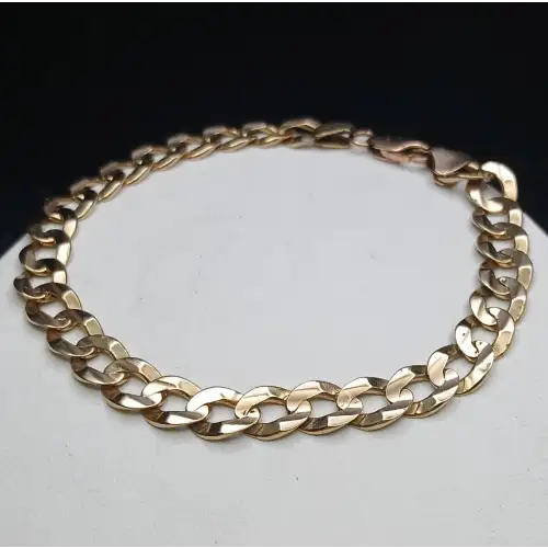14K Yellow Gold Men's Curb Link Bracelet – 9