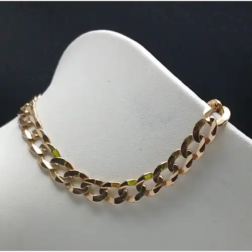 14K Yellow Gold Men's Curb Link Bracelet – 9