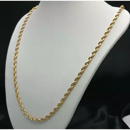 14K Yellow Gold Men's Diamond Cut Rope Chain 24