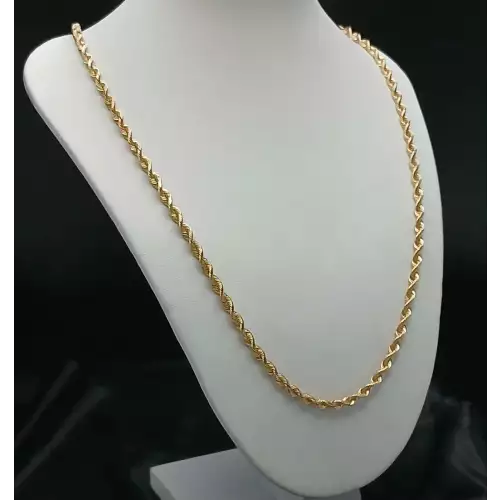 14K Yellow Gold Men's Diamond Cut Rope Chain 24