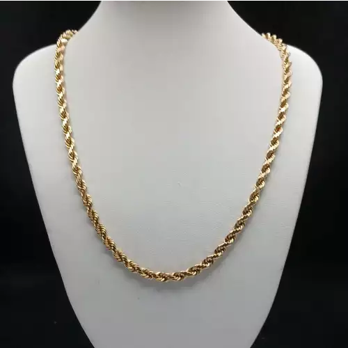 14K Yellow Gold Men's  Diamond Cut Rope Chain – 4.5mm, 24
