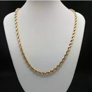 14K Yellow Gold Men's  Diamond Cut Rope Chain – 4.5mm, 24