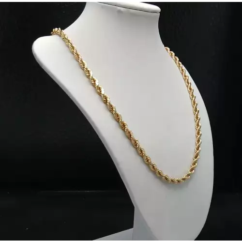 14K Yellow Gold Men's  Diamond Cut Rope Chain – 4.5mm, 24