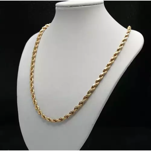 14K Yellow Gold Men's  Diamond Cut Rope Chain – 4.5mm, 24