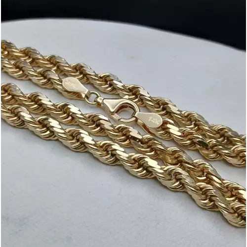 14K Yellow Gold Men's  Diamond Cut Rope Chain – 4.5mm, 24