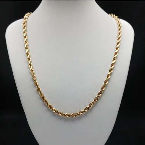 14K Yellow Gold Men's  Diamond Cut Rope Chain – 4.5mm, 24