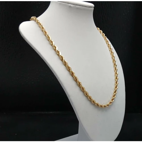 14K Yellow Gold Men's  Diamond Cut Rope Chain – 4.5mm, 24