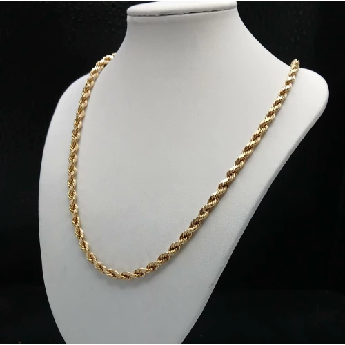 14K Yellow Gold Men's  Diamond Cut Rope Chain – 4.5mm, 24