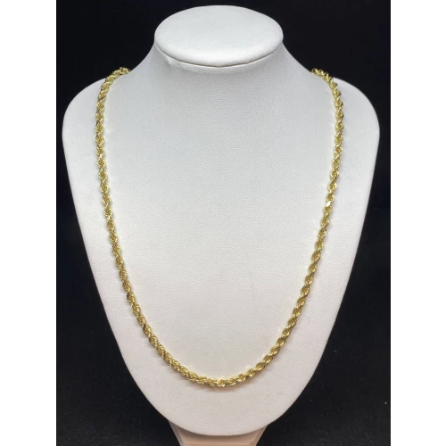 14K Yellow Gold Men's Diamond Cut Rope Chain Solid 30 Grams- 25