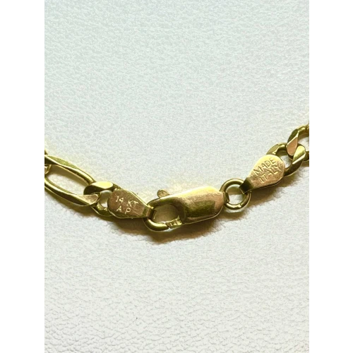 14K Yellow Gold Men's Figaro Chain Necklace, Length 20.5
