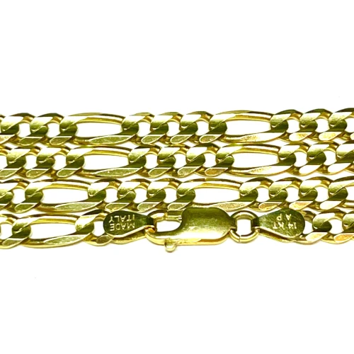 14K Yellow Gold Men's Figaro Chain Necklace, Length 20.5