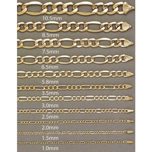 14K Yellow Gold Men's Figaro Chain Necklace, Length 20.5