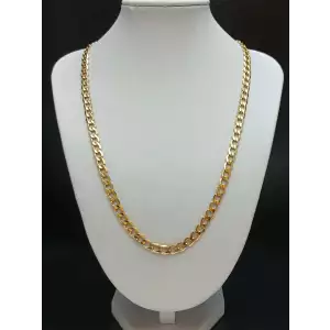 14K Yellow Gold Men's Flat Curb Style Chain 22 in,  B14-5 (2)