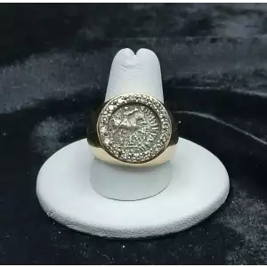 14K Yellow Gold Men's Ring w/ Indo-Scythian Coin and Diamonds B4-5 (5)