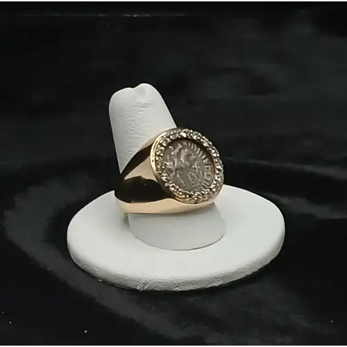 14K Yellow Gold Men's Ring w/ Indo-Scythian Coin and Diamonds B4-5 (4)