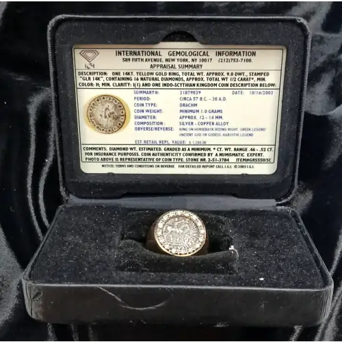 14K Yellow Gold Men's Ring w/ Indo-Scythian Coin and Diamonds B4-5 (5)
