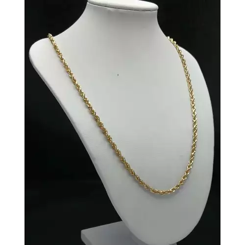 14K Yellow Gold Men's Rope Style Necklace - 22 in, 3 mm.  B7-1