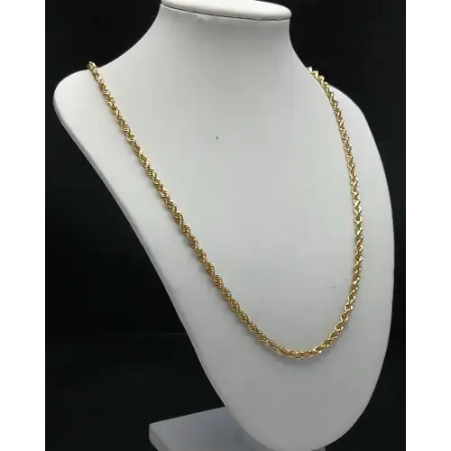 14K Yellow Gold Men's Rope Style Necklace - 22 in, 3 mm.  B7-1