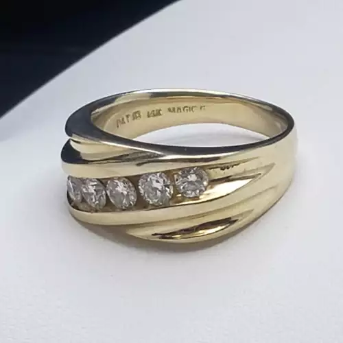 14K Yellow Gold Mens 5 Stone Diamond Ring 1.0tcw B7-6 (3)