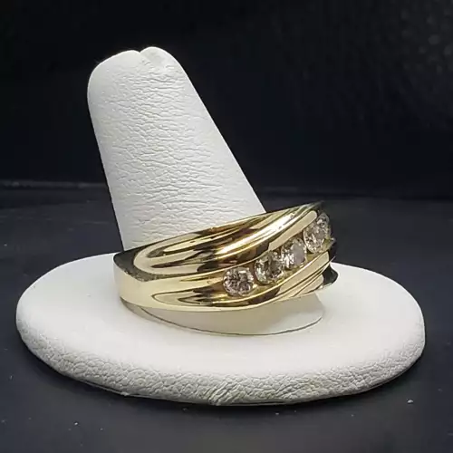 14K Yellow Gold Mens 5 Stone Diamond Ring 1.0tcw B7-6 (5)