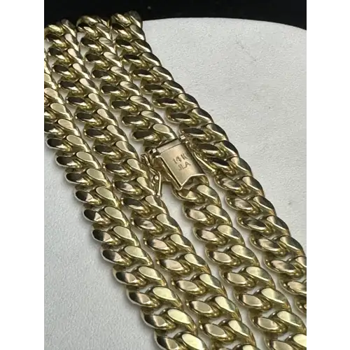 14K Yellow Gold Mens Cuban Chain 22in 7.5mm B4-1