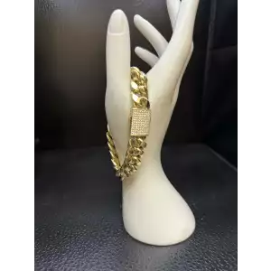 14K Yellow Gold Mens Cuban Link Bracelet 14.5mm 8in B4-3D (5)